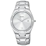 Seiko Mens Diamond Dress Silver-Tone Watch #SKP337 by Seiko