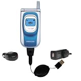 Retractable USB Hot Sync Compact Kit with Car & Wall Charger for the Samsung SGH-T200 - Gomadic Brand w/ TipExchange Technology