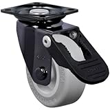 Schioppa, GLAP 210 SP FPI-BR, 2" (50 mm) Swivel Brake Caster, Non-Marking Very Soft Rubber Whl, 70 lbs, Plate: 1-21/32 x 1-21/32" (BH 1-1/4 x 1-1/4")