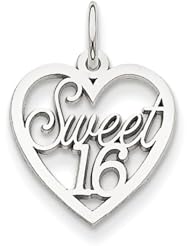 14k White Gold Sweet 16 Heart Charm