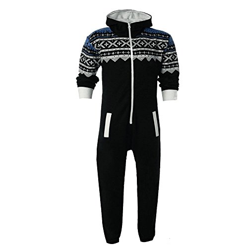 Black UK XXL 20-US XXL 16 - GG Women's Luzia Adult Mens Unisex Print Ladies Hoody Jumpsuit Onesie