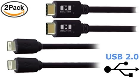 Matley Tech Apple Lightning to USB 3.1 Type C (USB-C) Cable - Black 3.3ft 1M - 2 Pack - Meets all USB Type C Specifications