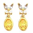 14K Yellow Gold Citrine and Diamond Earrings