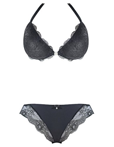 Burvogue Women's Lace Sheer See Through Underwear Bra Set
