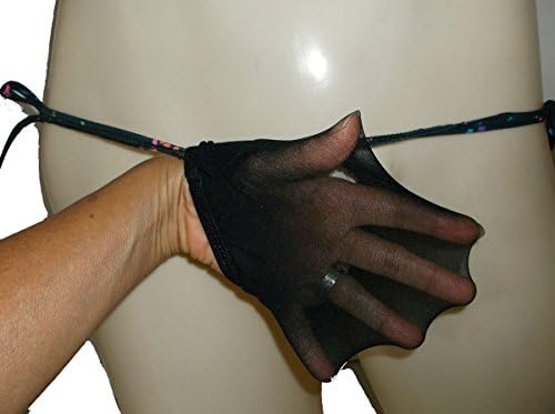 Mens Super STRETCHY Stocking Thong MICRO SLIDE Side Tie G String PAINT SPLASH BLACK Quality MADE in USA