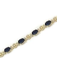 14kt Yellow Gold Oval Blue Sapphire and Diamond Bracelet
