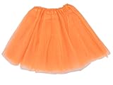 Simplicity Women's Classic Elastic, 3-Layered Tulle Tutu Skirt, Orange