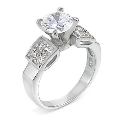 Elegance at its Finest Engagement Ring, .925 Sterling Silver, 3.00 Carat Total Weight, Designed with Top Quality Diamond Colored Cubic Zirconia Expertly Shaped Round Cut Center Stone and Round Cut Side Stones, Free Shipping, Sale Price Offer, Comes with Free Special Gift Pouch and Box
