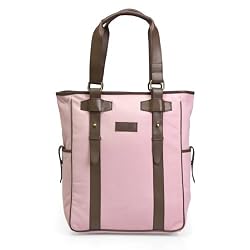 Olive N Figs Pink Canvas Tote/Briefcase with leather trims