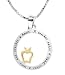 14k Yellow Gold Overlay Sterling Silver "A Teacher Takes A Hand, Opens A Mind, And Touches A Heart" Two-Tone Apple Pendant, 18"