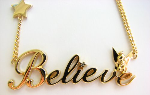 Click here to buy Disney Couture Gold Plated BELIEVE Tinkerbell Necklace Kidada Jone's Special Holiday Collection... by Disney Couture.