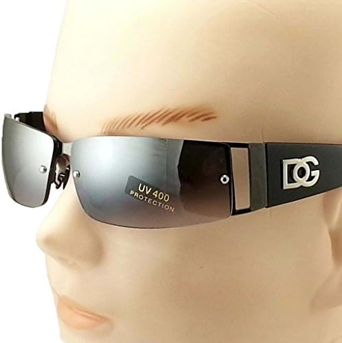 NEW DG MENS WOMENS RECTANGULAR RIMLESS DESIGNER SUNGLASSES SHADES EYEWEAR COLOR-Black/Black lens