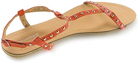 ISADORA Studded Strappy Flat Sandal Flipflops (7, Orange)