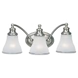 Sea Gull Lighting 40011-773 Alexandria Three-Light Vanity, Two-Tone Nickel Finish with Clear Highlighted Satin Etched Glass