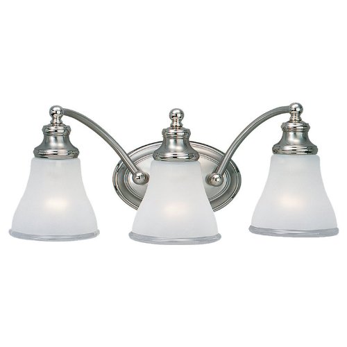 Sea Gull Lighting 40011-773 Alexandria Three-Light Vanity, Two-Tone Nickel Finish with Clear Highlighted Satin Etched Glass