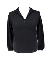 Royal Cashmere RC 107 CS Silk/Cashmere Mock Neck Black Half Zip Mens Sweater