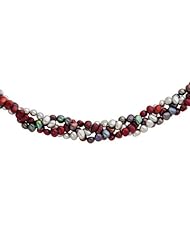 Black, Grey and Burgundy Multi-Strand Cultured Pearl Necklace