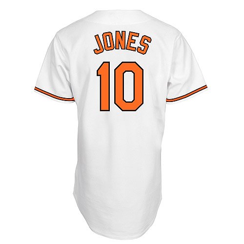 MLB Men's Baltimore Orioles Adam Jones White Home Short Sleeve 6 Button Synthetic Replica Baseball Jersey Big & Tall Spring 2012  (White, XXX-Large)