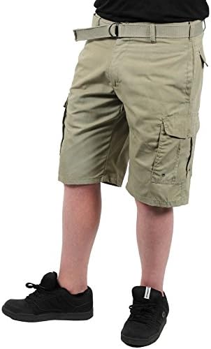 Indigo 30 Men's Classic Belted Cargo Short, Khaki, Size 38