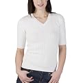 Merona&reg; Elbow Sleeve Cable V-Neck - White