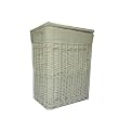 Woodluv Rectangular White Wicker Laundry / Linen Basket With Lining Medium