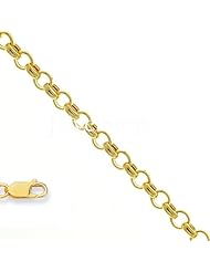 14k Real Yellow Gold 1.1 mm (3/64 Inch) Rolo Chain Necklace 18" w/ Lobster Claw Clasp