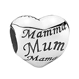 Pandora Damen-Charm 925 Sterling Silber Herz mit Schriftzug Mom in verschied. Sprachen 791112