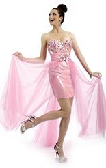 Crystal Crystals Applique Sequined Beaded Lace Chiffon/Taffeta/Tulle Cocktail Short Evening Dress 