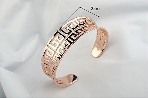 Etrys Retro Hollow Print Free Size Adjustable 18K Rose Gold Plated Bangle Bracelet Jewelry