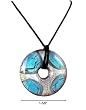 Necklace - N83 - Murano Glass Style - Round Shape ~ Aqua, Blk & Silver
