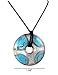 Necklace - N83 - Murano Glass Style - Round Shape ~ Aqua, Blk & Silver