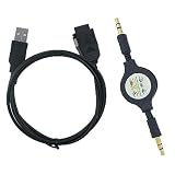 Skque Samsung T9 USB Data Cable + Auxiliary Audio Retractable 3.5mm to 3.5mm Cable Bundle Kit Set
