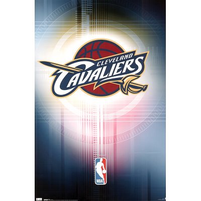 Professionally Framed Cleveland Cavaliers Logo 2010 Sports Poster Print - 22x34 with RichAndFramous Black Wood Frame
