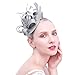 Felizhouse Fascinator Hats for Women Feather Cocktail Party Hats Bridal Kentucky Derby Headband (Grey)