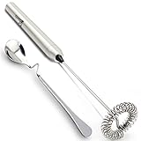 1Easylife E-422 Stainless Steel Handheld Electric Milk Frother with Bonus Mix Spoon