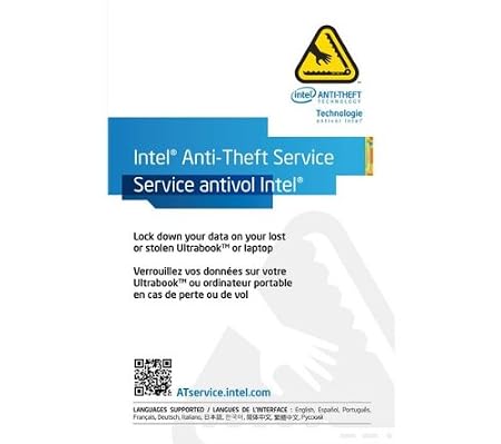 Intel Anti-Theft Technology Carte Service Anti-Vol 3 ans PC portable ou Ultrabook Français / Anglais