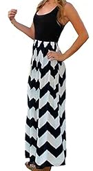 Summer Striped Print Sleeveless Natural   Waistline Cotton/Viscose Scoop Neck Party Dress 