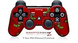 Sony PS3 Controller Skin Christmas Holly Leaves on Red