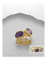 Fresh Water Pearls Ring In Brass