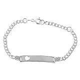 Silver Heart Cut Out Engravable Id Identification Bracelet for Child
