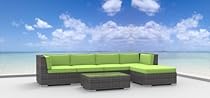 Big Sale Urban Furnishing - MALO 6pc Modern Outdoor Backyard Wicker Rattan Patio Furniture Sofa Sectional Couch Set - Lime Green