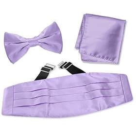 Lavender Pretied Bow Tie by Elite Solid lavender silk cummerbund sets