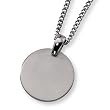 Brushed Titanium Circle (35mm) Pendant on 22 Inch Steel Curb Chain