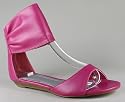 SHIRRED LEATHERETTE ANKLE WRAP SANDAL