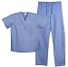 Unisex Solid Color Scrub Set - Blue