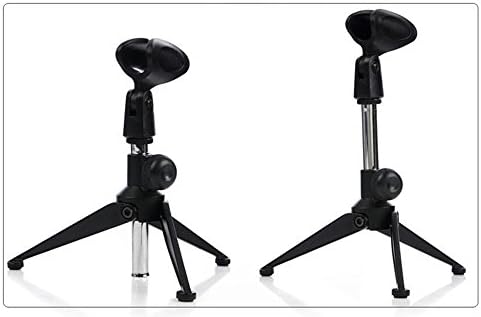 niceEshop(TM) Adjustable Foldable Microphone Desktop Tabletop Holder Metal Mic Tripod Stand Mount (Black)