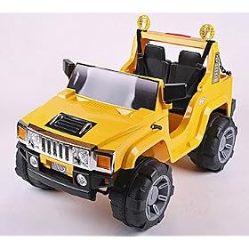 Kids Ride On Car Yellow HUMMER Style Electric Battery Toy 12v