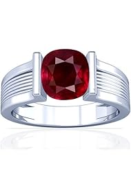 14K White Gold Cushion Cut Ruby Solitaire Ring