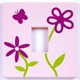 Pink Flowers and Butterfly Light Switch Cover