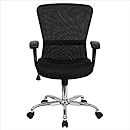 Flash Furniture GO-5307B-GG Mid-Back Black Mesh Contemporary Computer Chair with Adjustable Arms and Chrome Base